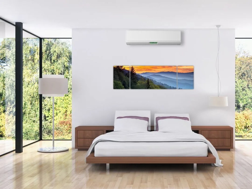 Obraz - Czerwone chmury w górach (170x50 cm)