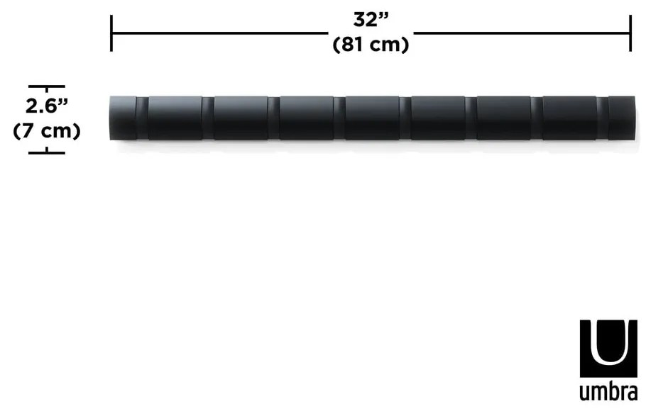 Czarny wieszak ścienny z drewna jesionowego Flip – Umbra