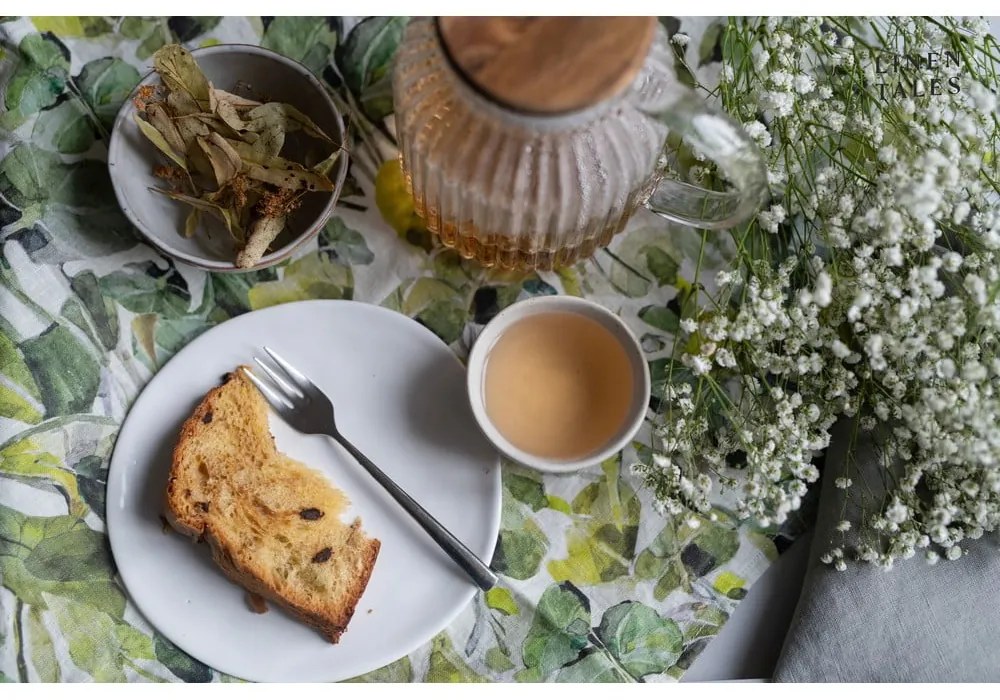 Zielone tekstylne podkładki zestaw 4 szt. Lotus – Linen Tales