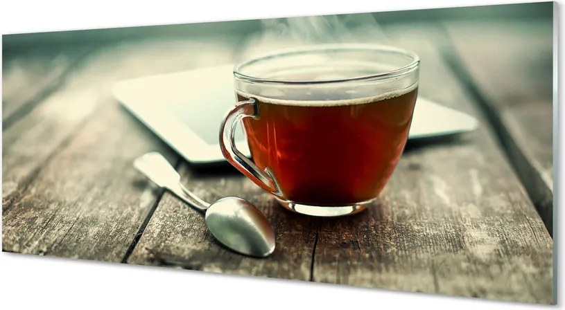 Szklany Panel Chwila z Ciepłą Herbatą