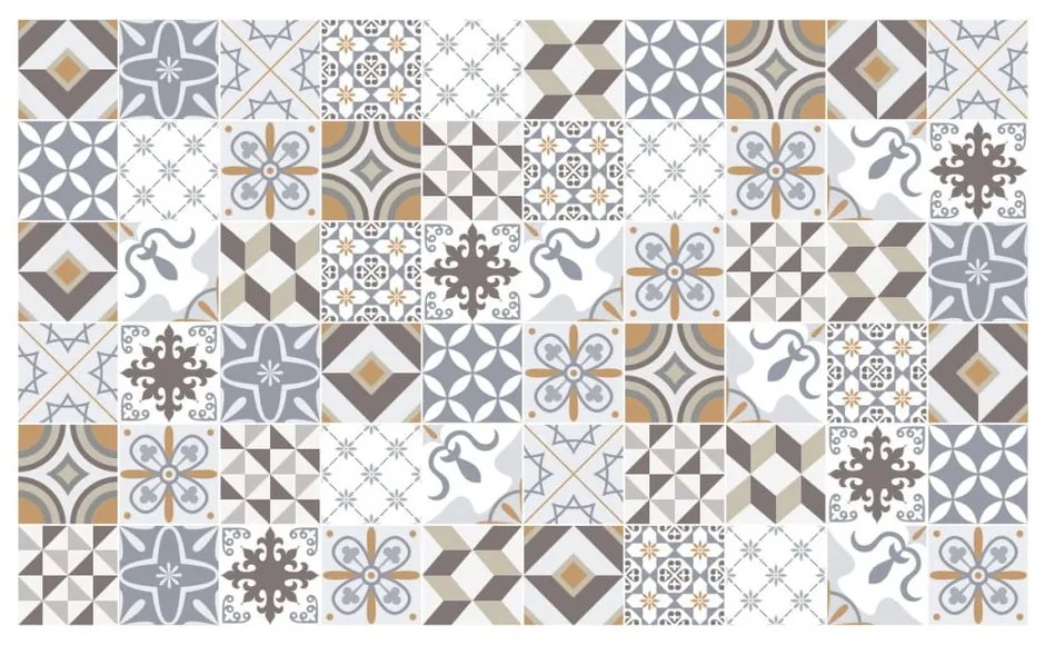 Zestaw 60 naklejek ściennych Ambiance Cement Tiles Liliania, 10x10 cm