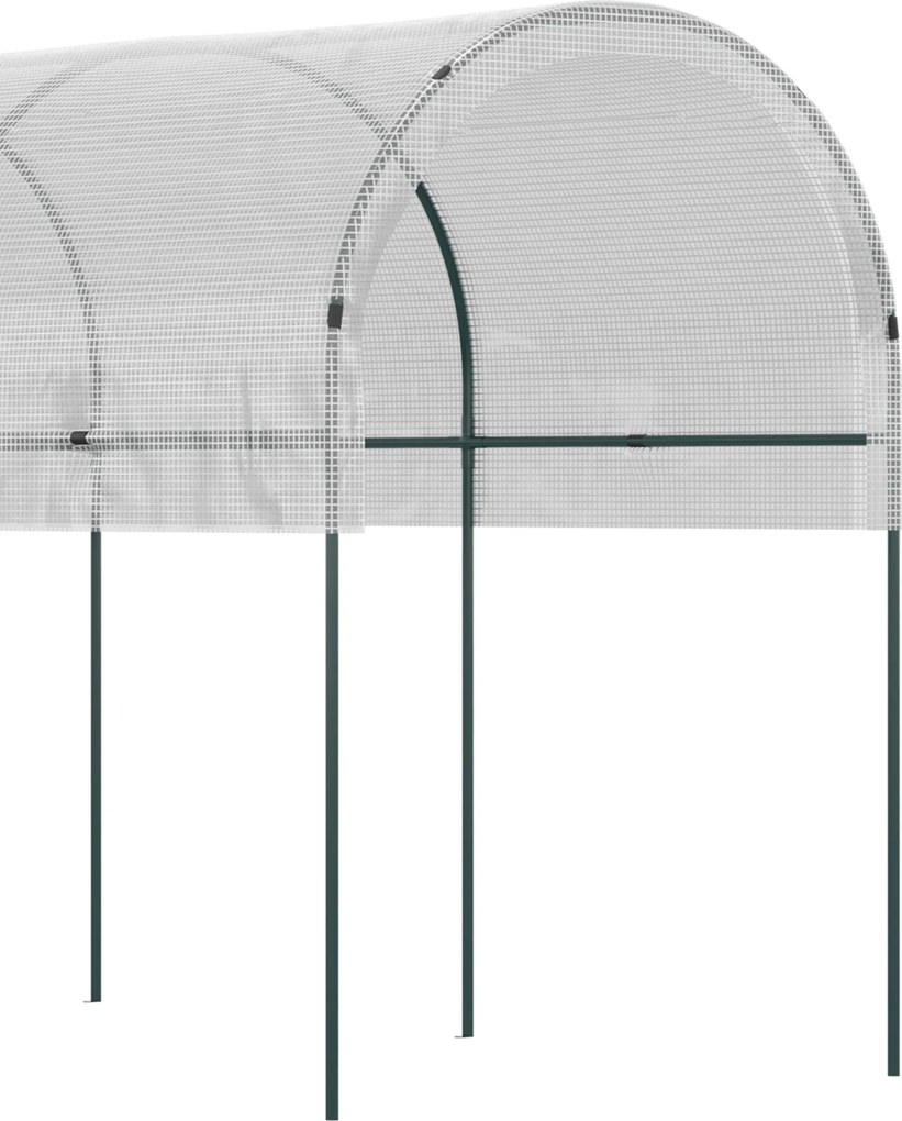 Outsunny Daszek ochronny dla roślin, półokrągły dach, stalowy stelaż, wytrzymała plandeka, biały, 4x1,2x1,7m | Aosom PL