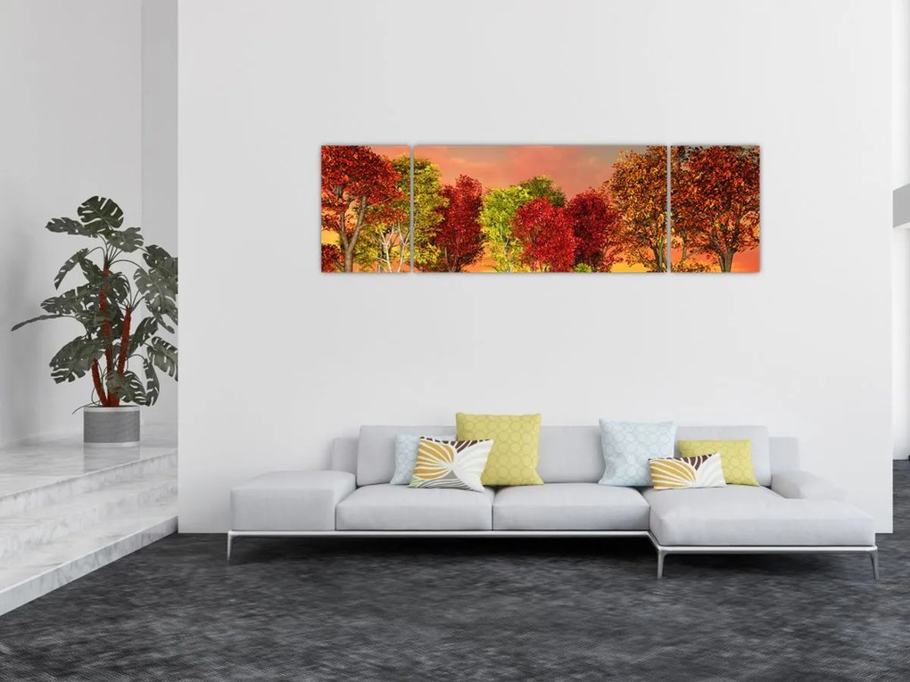 Obraz - Kolorowe drzewa (170x50 cm)