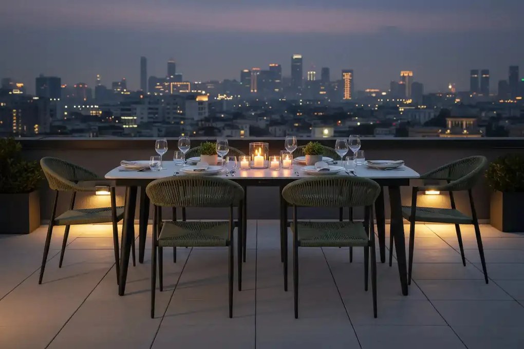 Krzesło Ogrodowe Grafitowe 56x60x78 cm Plecione Zielone Sznurki Nowoczesne