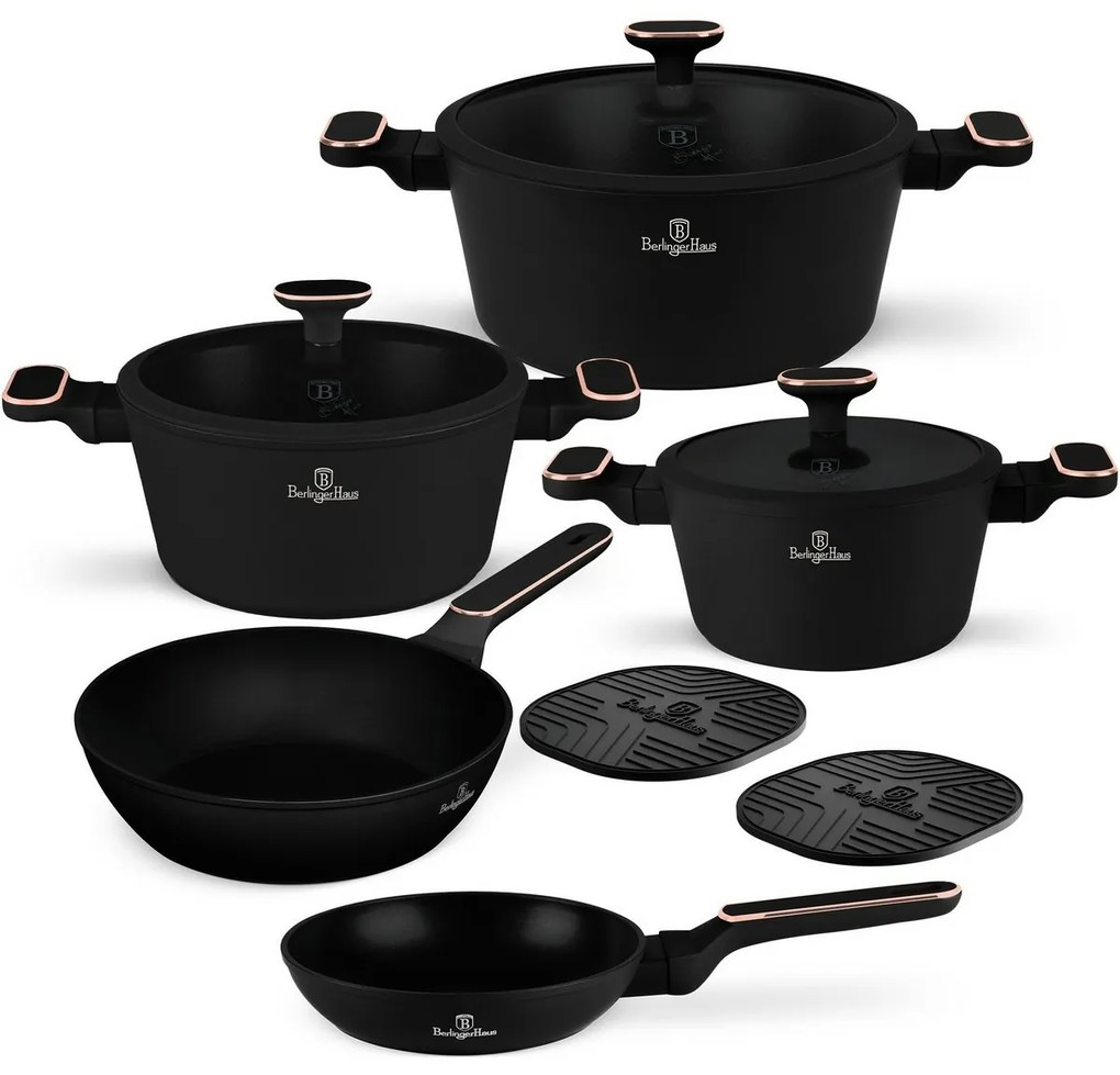BerlingerHaus Zestaw naczyń z powłoką tytanową Black Rose, 10 szt.