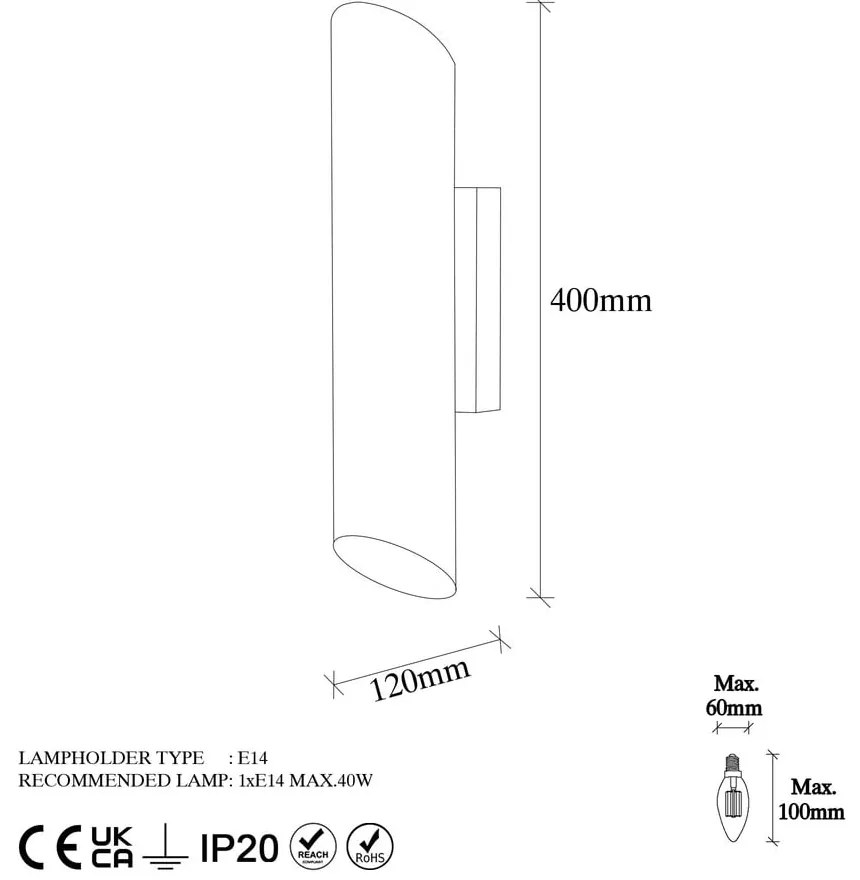 Kinkiet w czarno-złotym kolorze ø 8 cm Cut – Opviq lights