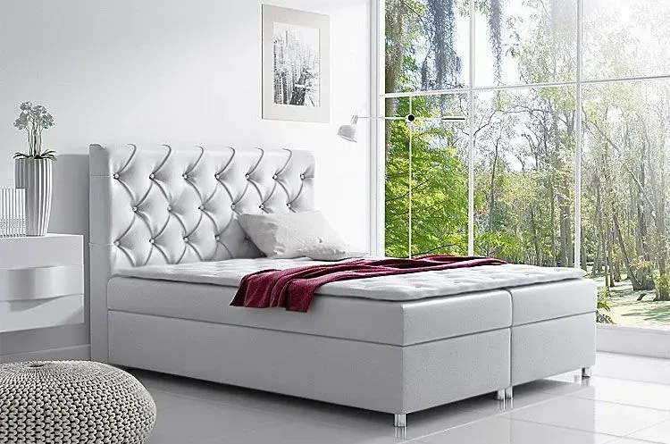 Duże łóżko z pikowanym zagłówkiem Active 160x200 - 44 kolory