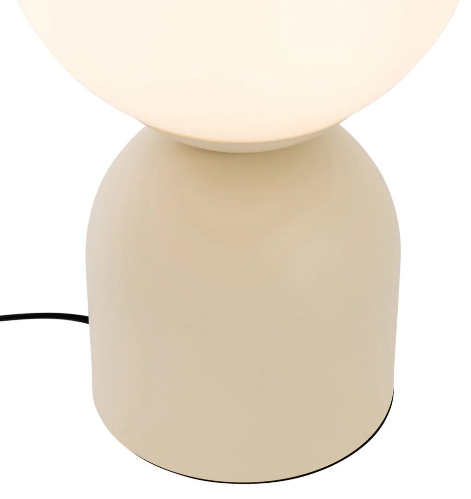 Lampa stołowa w stylu hotelowym beżowa z opalowym szkłem - Pallon TrendElegancki hotelowy Oswietlenie wewnetrzne