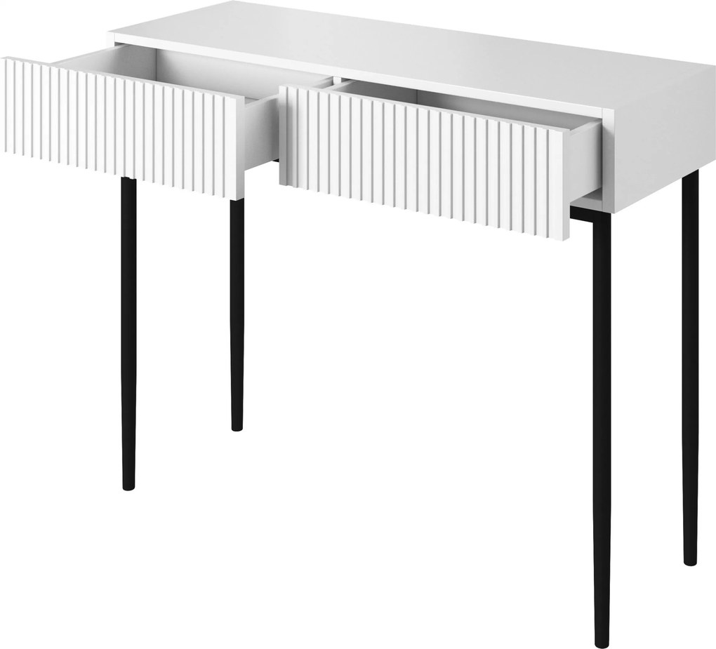 Toaletka Nicole z lustrem 60 cm - biały mat / czarne nóżki