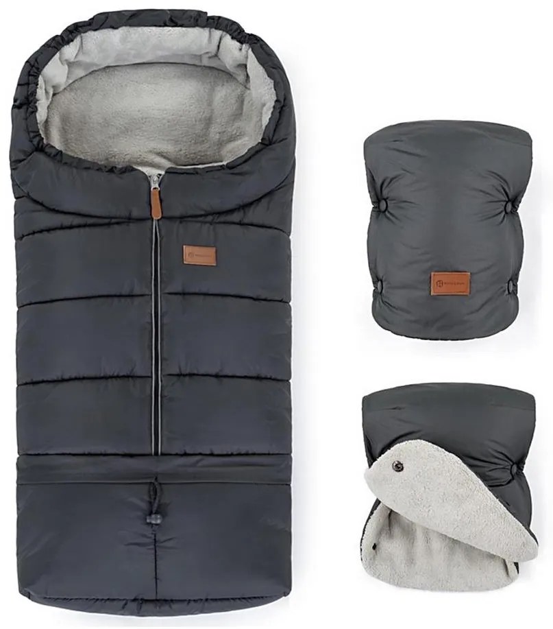 PETITE&MARS - Zestaw śpiwór 3w1 JIBOT + mufki JASIE szary