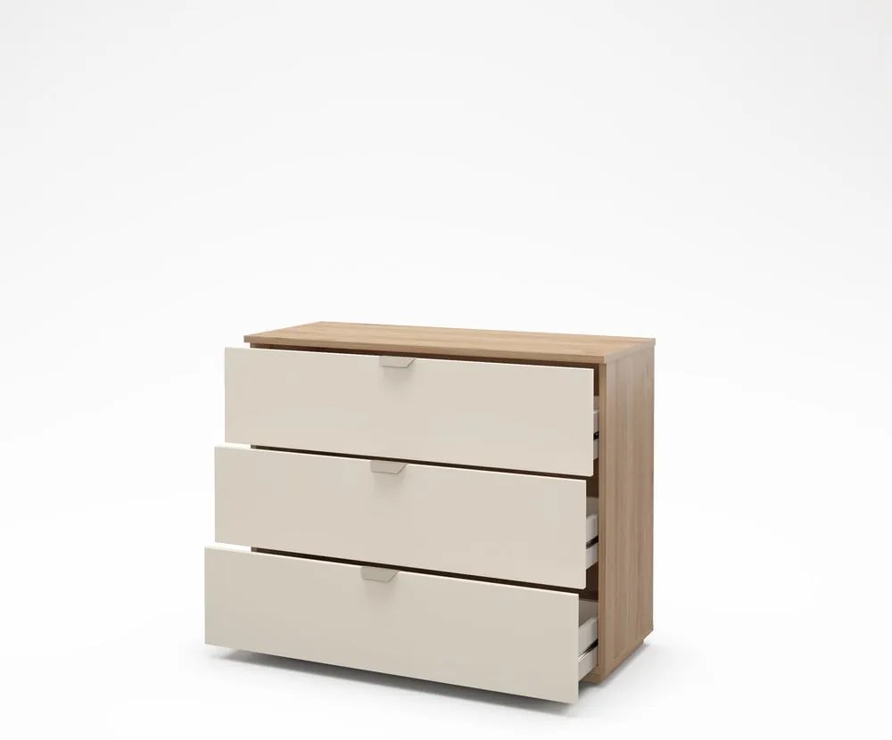 Kremowo-naturalna komoda w dekorze dębu 100x80x40 cm Dennis – Marckeric
