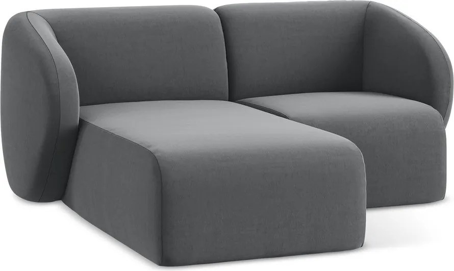 Szary aksamitny narożnik (lewostronny/z szezlongiem) Lani – Makamii