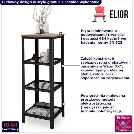 Niski regał w stylu loft czarny + dąb lancelot - Nessebax 3X