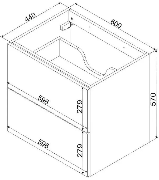 Wisząca szafka łazienkowa z szufladami 60 cm - Tiris 10X