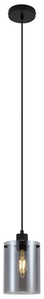 Designerska lampa wisząca czarna z przydymionym szkłem - Domo Oswietlenie wewnetrzne