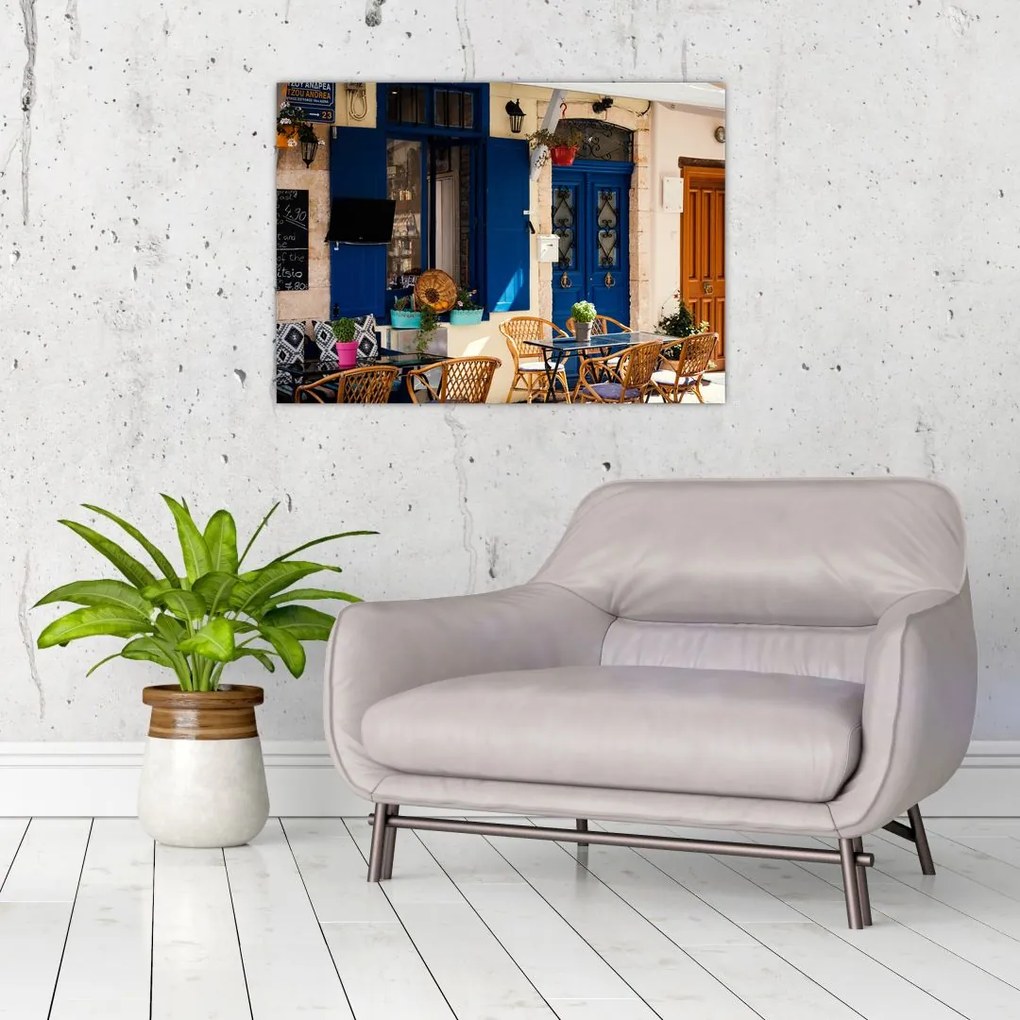 Obraz na szkle - Greckie posiedzenie (70x50 cm)