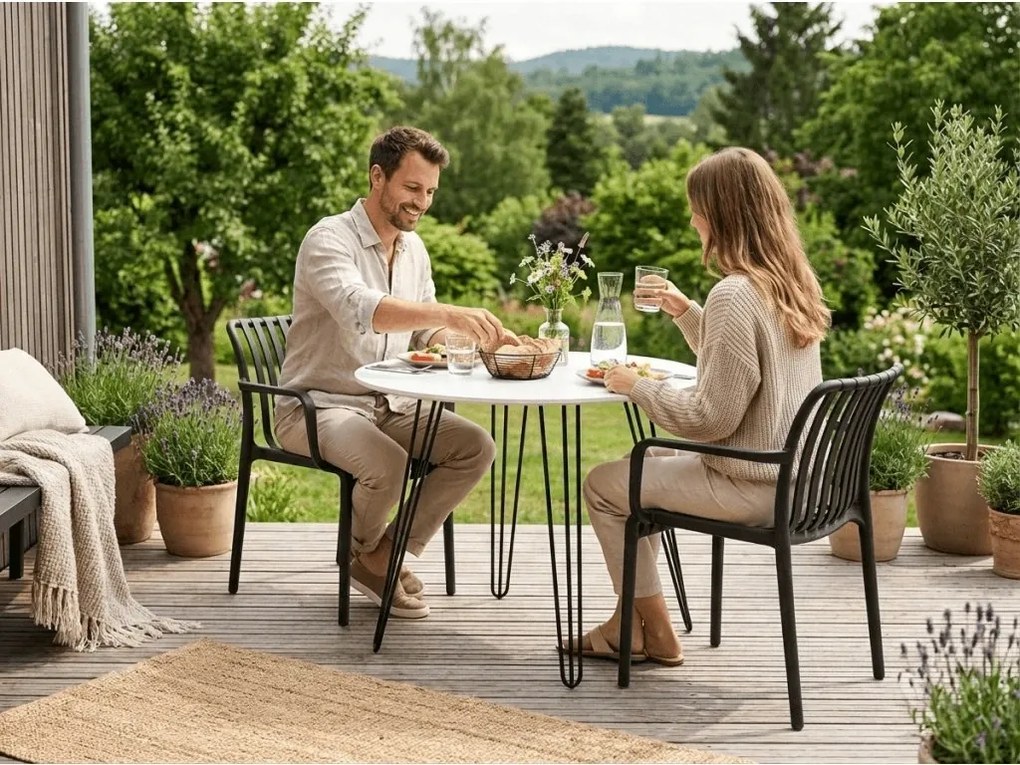 Plastikowe krzesło TREGO z podłokietnikami, antracytowe