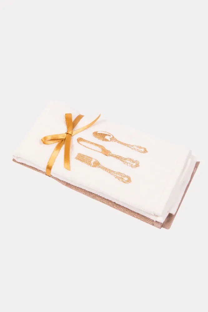 Ręczniki kuchenne HOME, 2 szt Kremowy / Mustard Zestaw (2szt., 40x60 cm)
