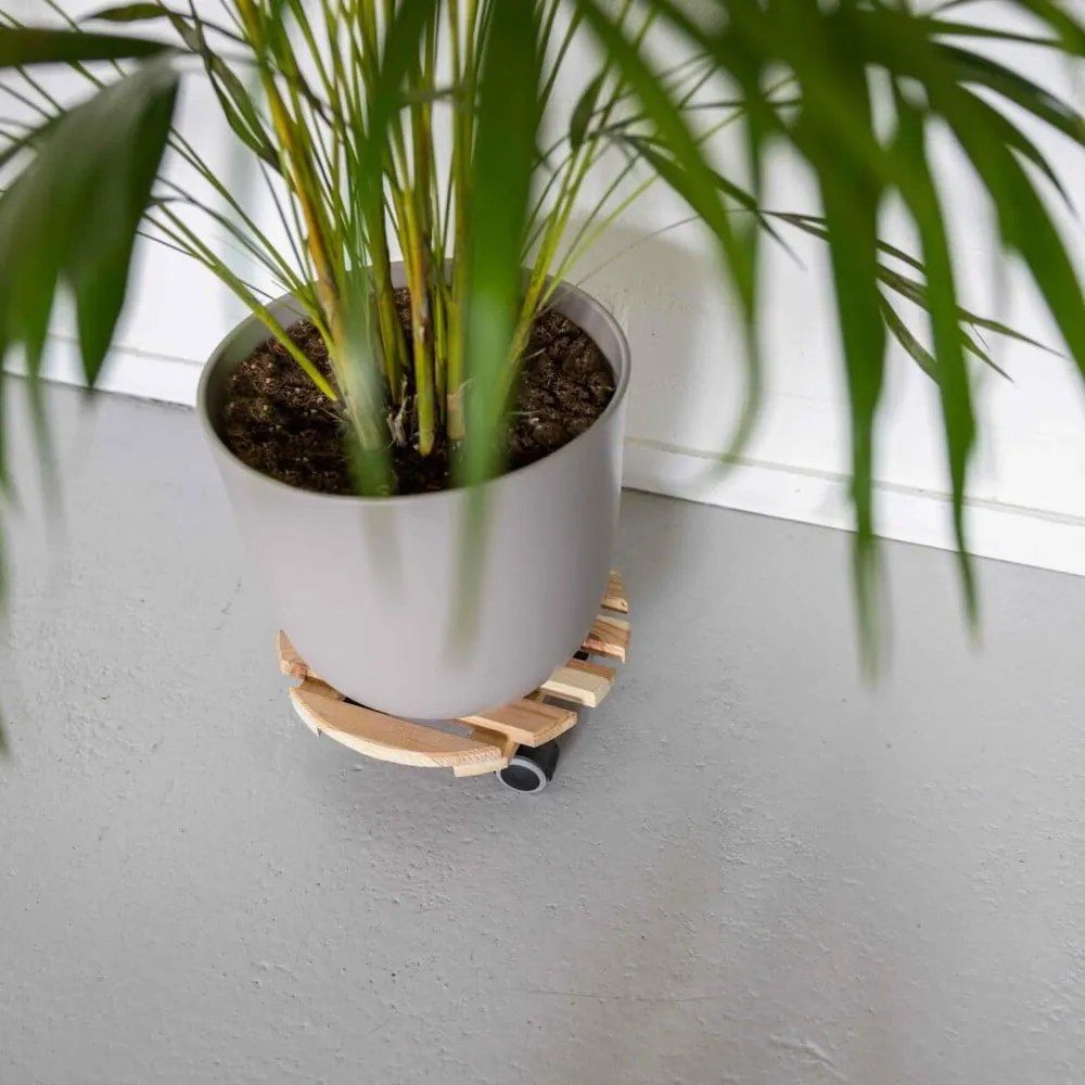 Drewniany kwietnik na kółkach ø 29 cm (wysokość 8 cm) Indoor – Esschert Design