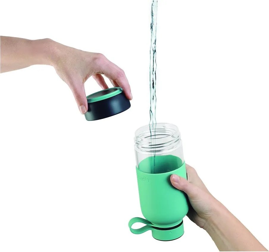 Turkusowa podróżna szklana butelka 500 ml To Go – Lékué
