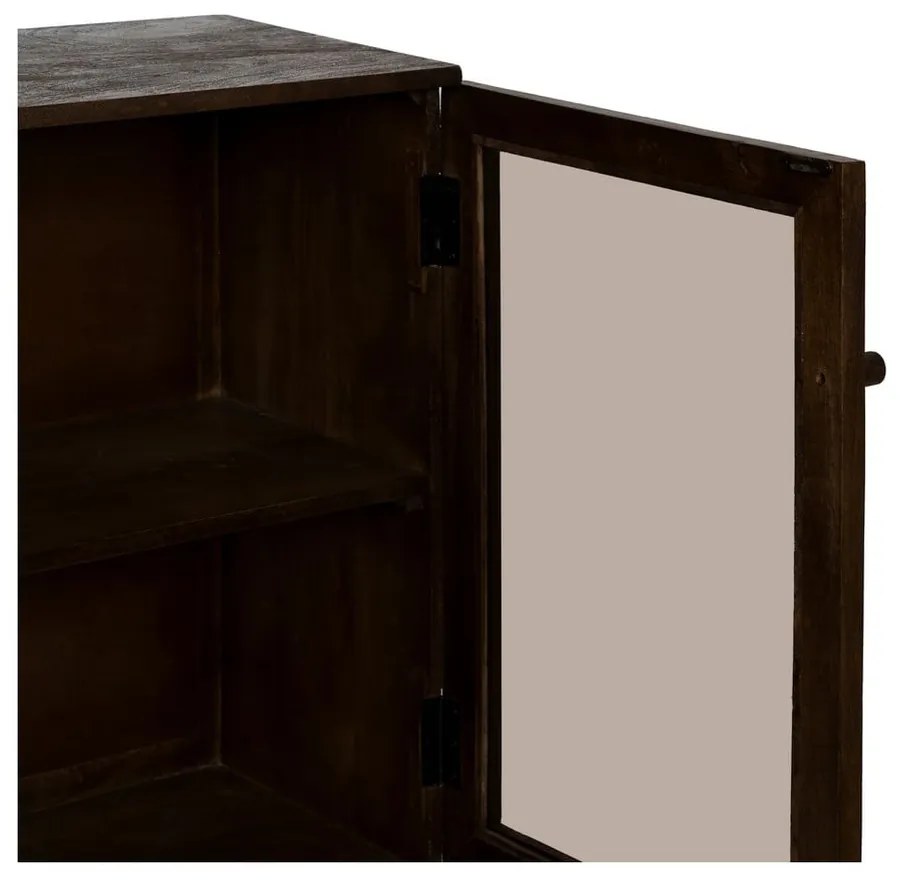 Brązowa witryna z litego drewna mango 180x87x35 cm Ravi – Ixia
