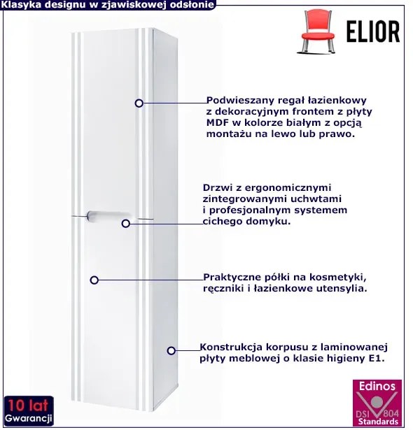 Biały wysoki regał łazienkowy W5-C55