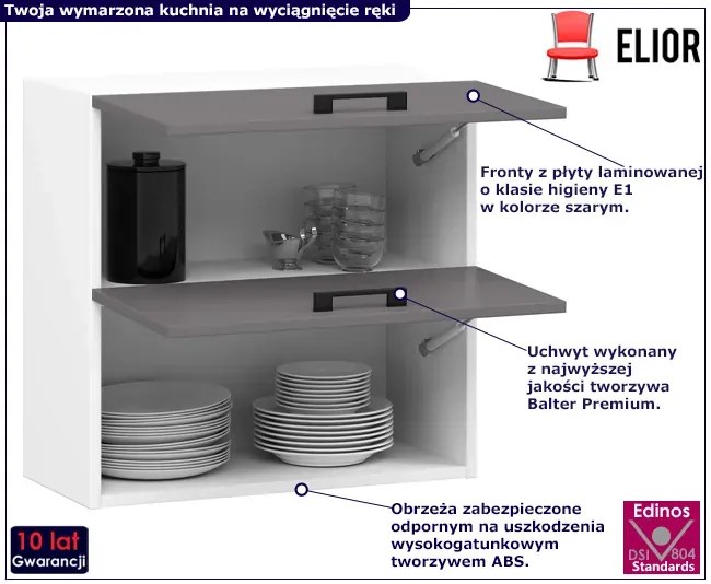 Szara górna szafka kuchenna 60 cm B1-K14