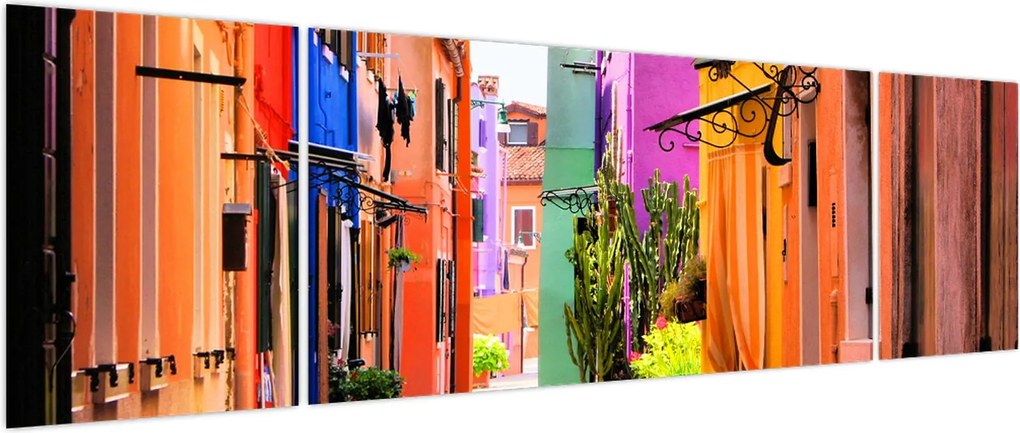 Obraz - Kolorowy dom w Burano, Wenecja (170x50 cm)
