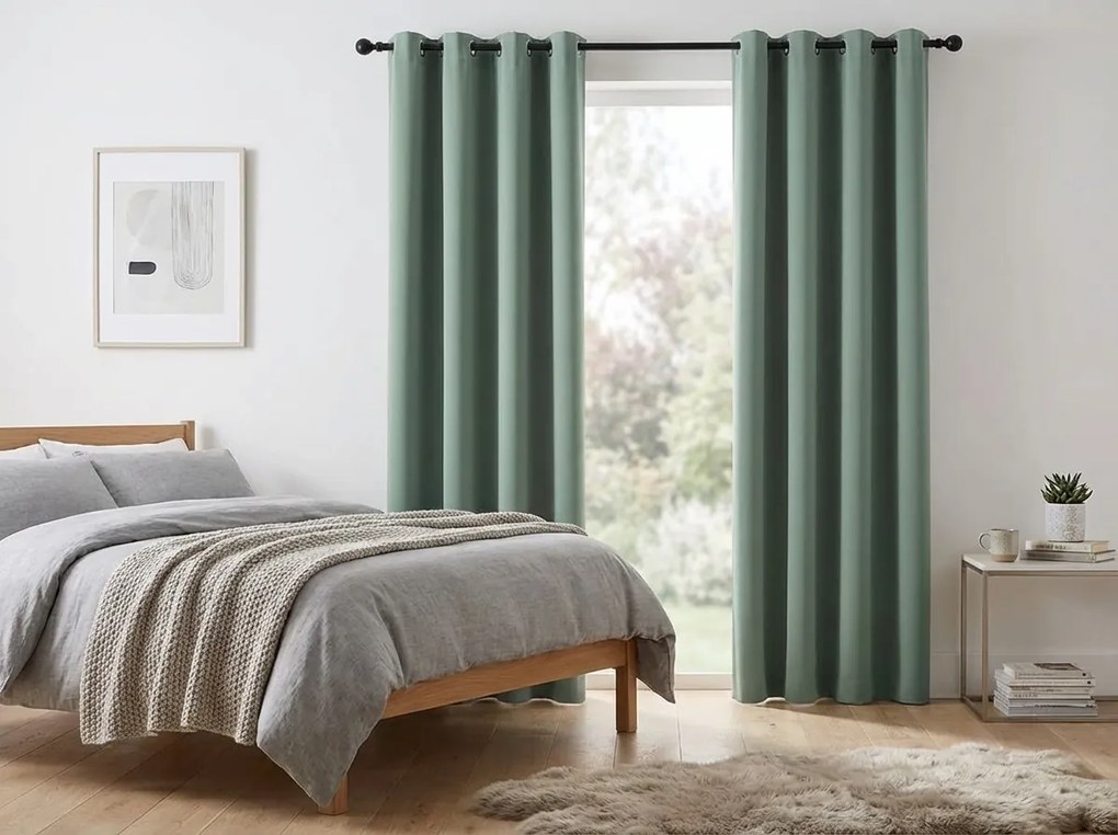 Szaro-zielona zasłona OXFORD 140x250 cm Zawieszanie: Metalowe pierścienie