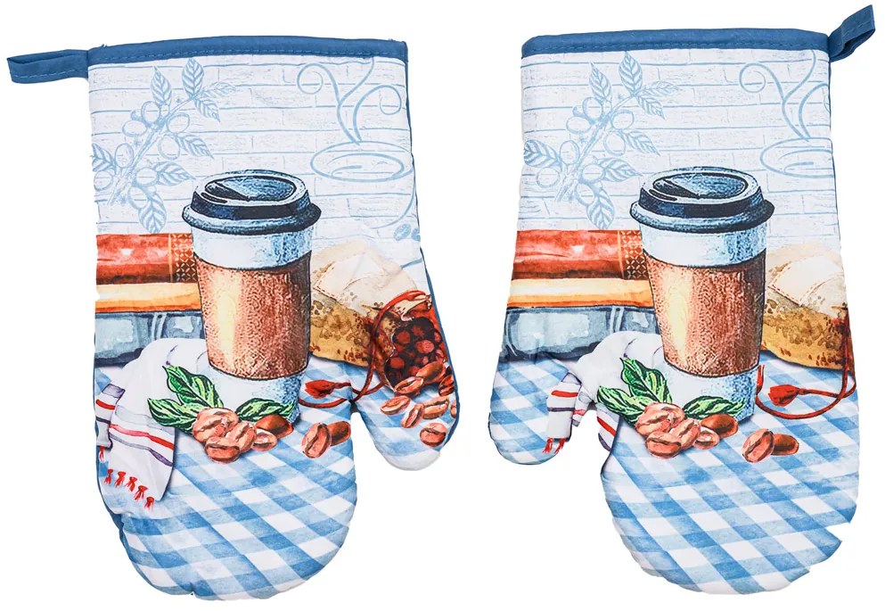 Zestaw 2 niebieskich rękawic z magnesem COFFEE TOGO