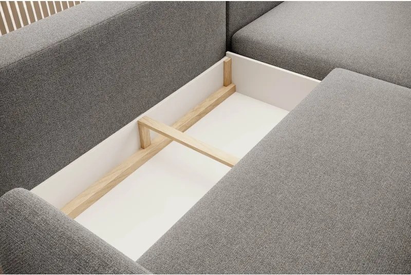 Narożnik BONO z funkcją spania Drewniane nóżki Eleganckie podłokietniki Głębokie siedzisko Lewa strona Barrel 90