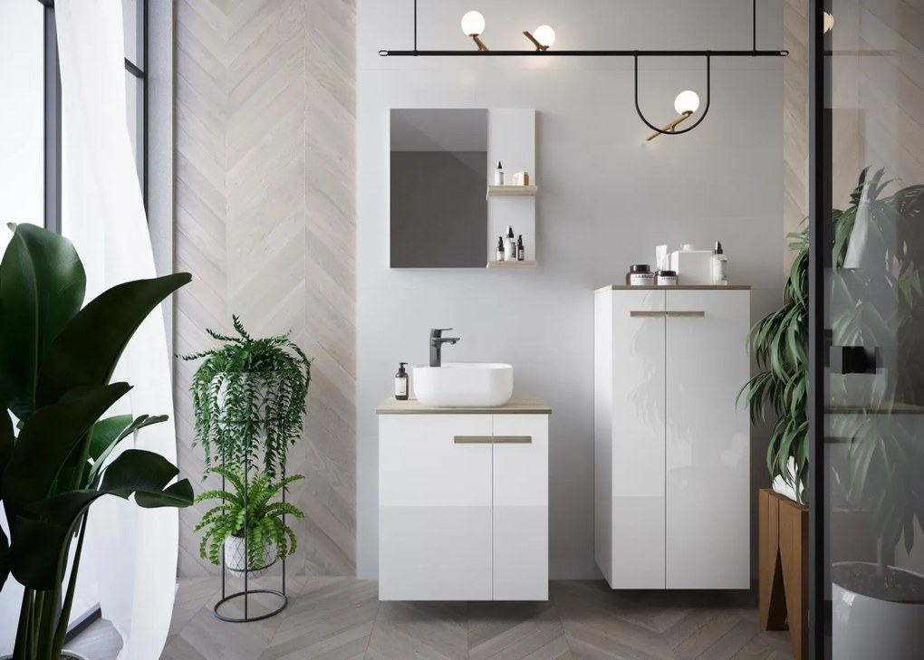 Lustro łazienkowe L-WOOD 79 cm biały połysk KROFAM