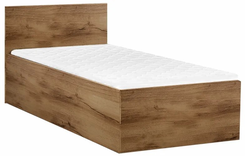 Łóżko SOFIA 90 x 200 cm, dąb artisan Stelaż: Ze stelażem listwowym elastycznym, Materac: Materac Deluxe 10 cm