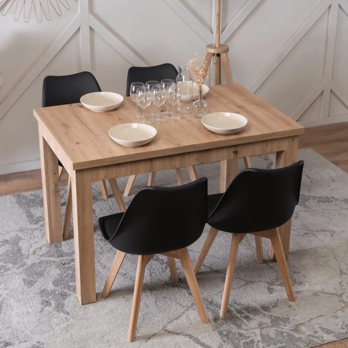 Stół Prostokątny Rozkładany SKUBI 120-160 cm Dąb Artisan Nowoczesny Loft