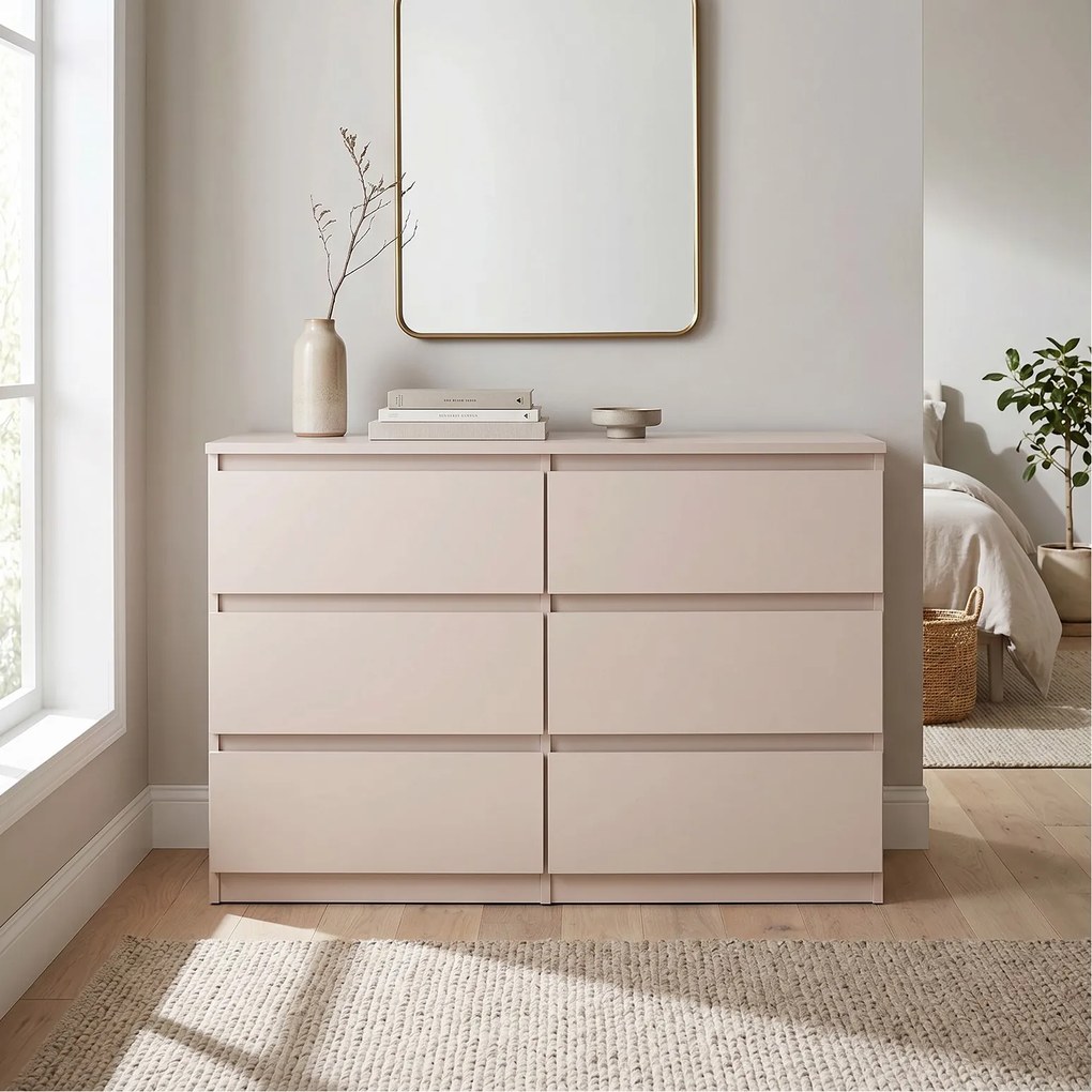 Komoda NUDO 120 cm do Salonu Sypialni 6 Szuflad Kaszmir