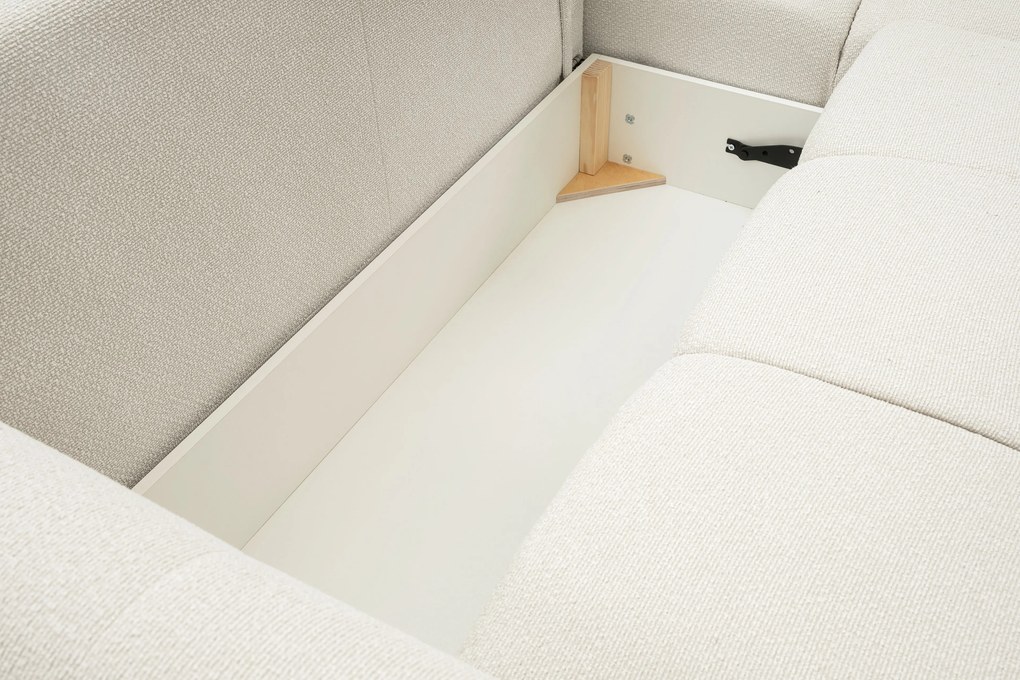 Masseno Narożnik MODA z funkcją spania i pojemnikiem na pościel Narozniki L, Rozkładana sofa - Kremowy, NORDIC SAND