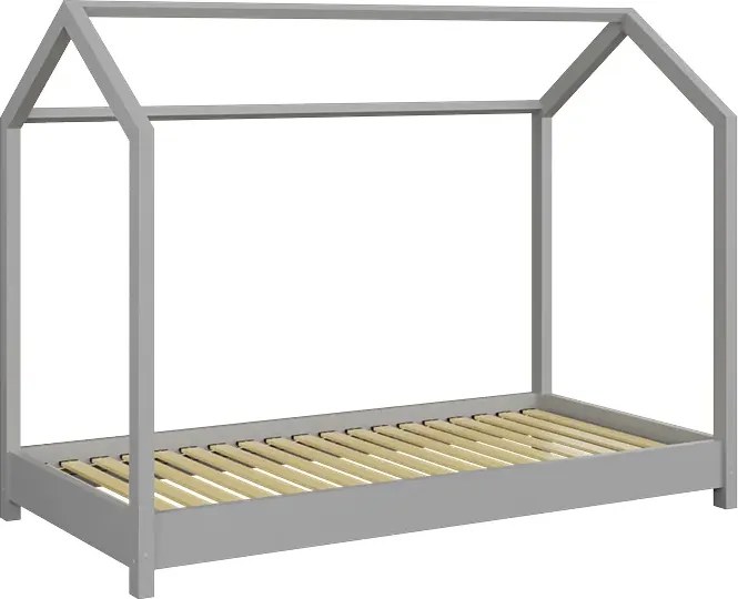 Szare łóżko domek z drewna sosnowego 90x200 G7-M49