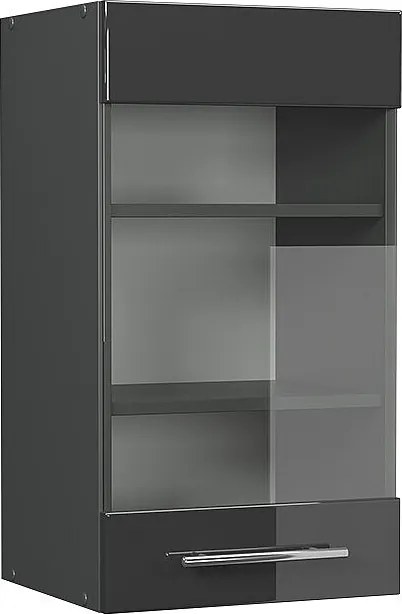 Szklana szafka kuchenna antracyt wysoki połysk 40x34.1x72 fame-line