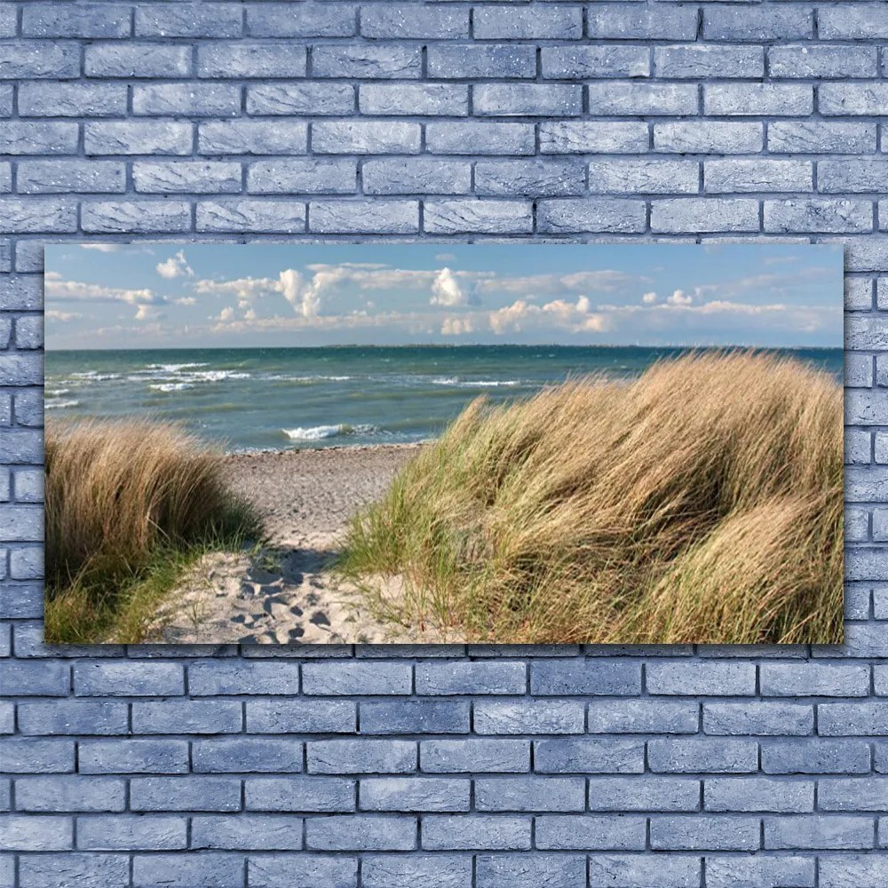 Obraz Szklany Plaża Morze Trawa Krajobraz