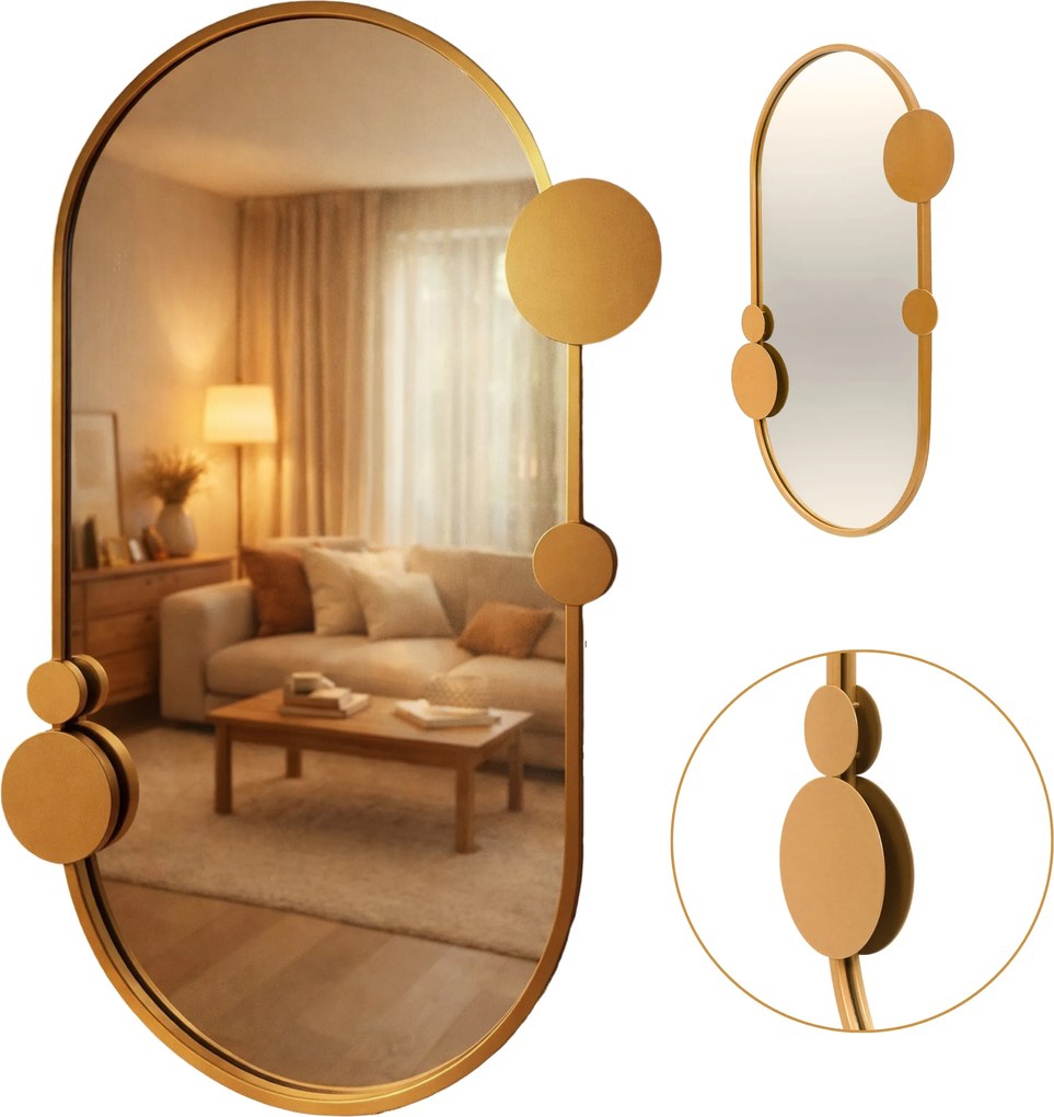 Lustro ścienne SAANA z geometrycznymi zdobieniami, 50 x 76 cm