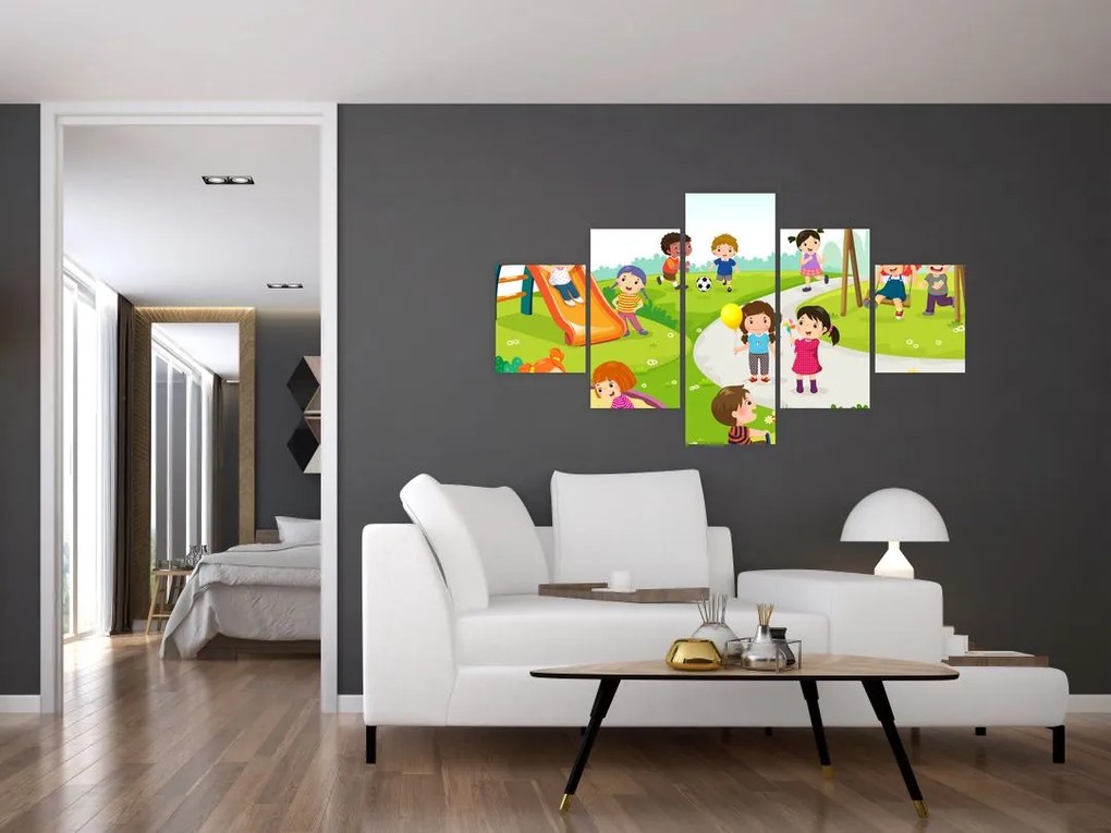 Obraz dziecięcych zabaw w piaskownicy (125x70 cm)