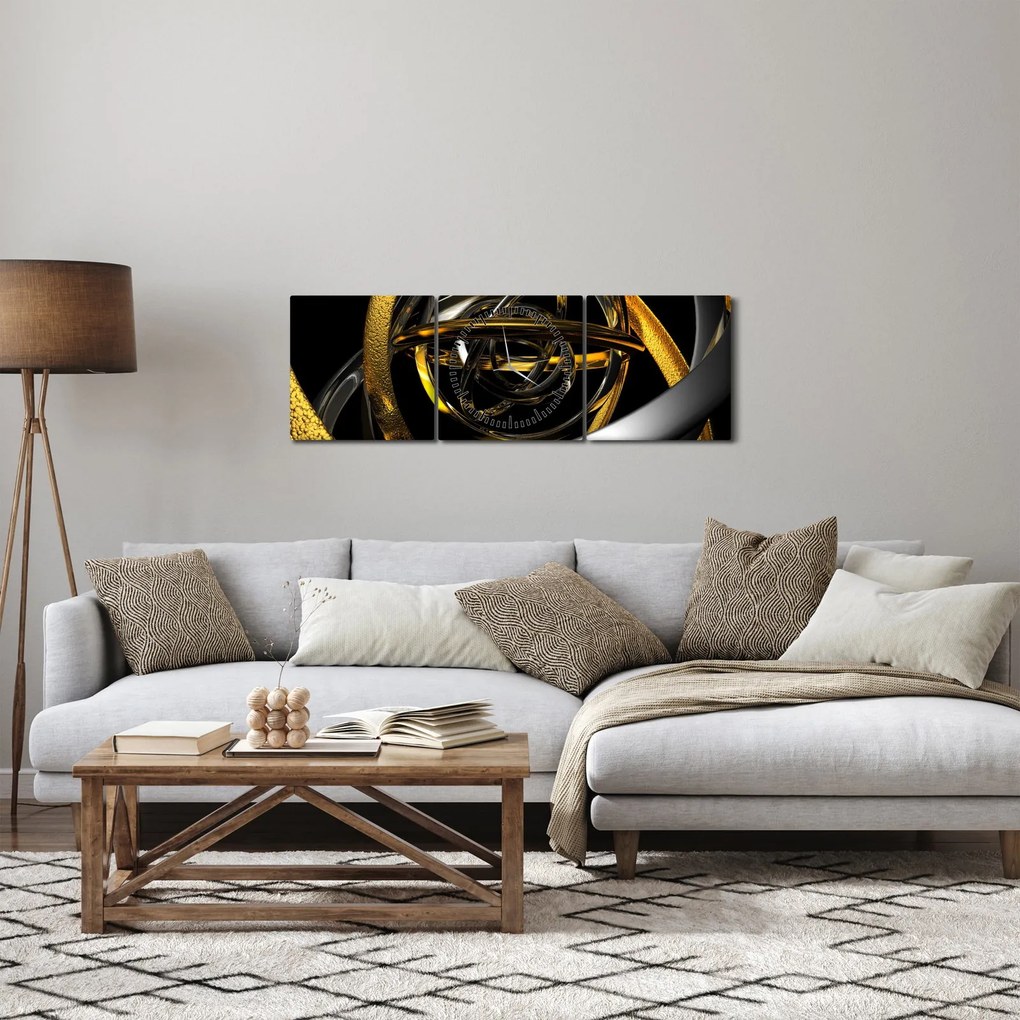 Obraz nowoczesnej abstrakcji (z zegarem) (90x30 cm)