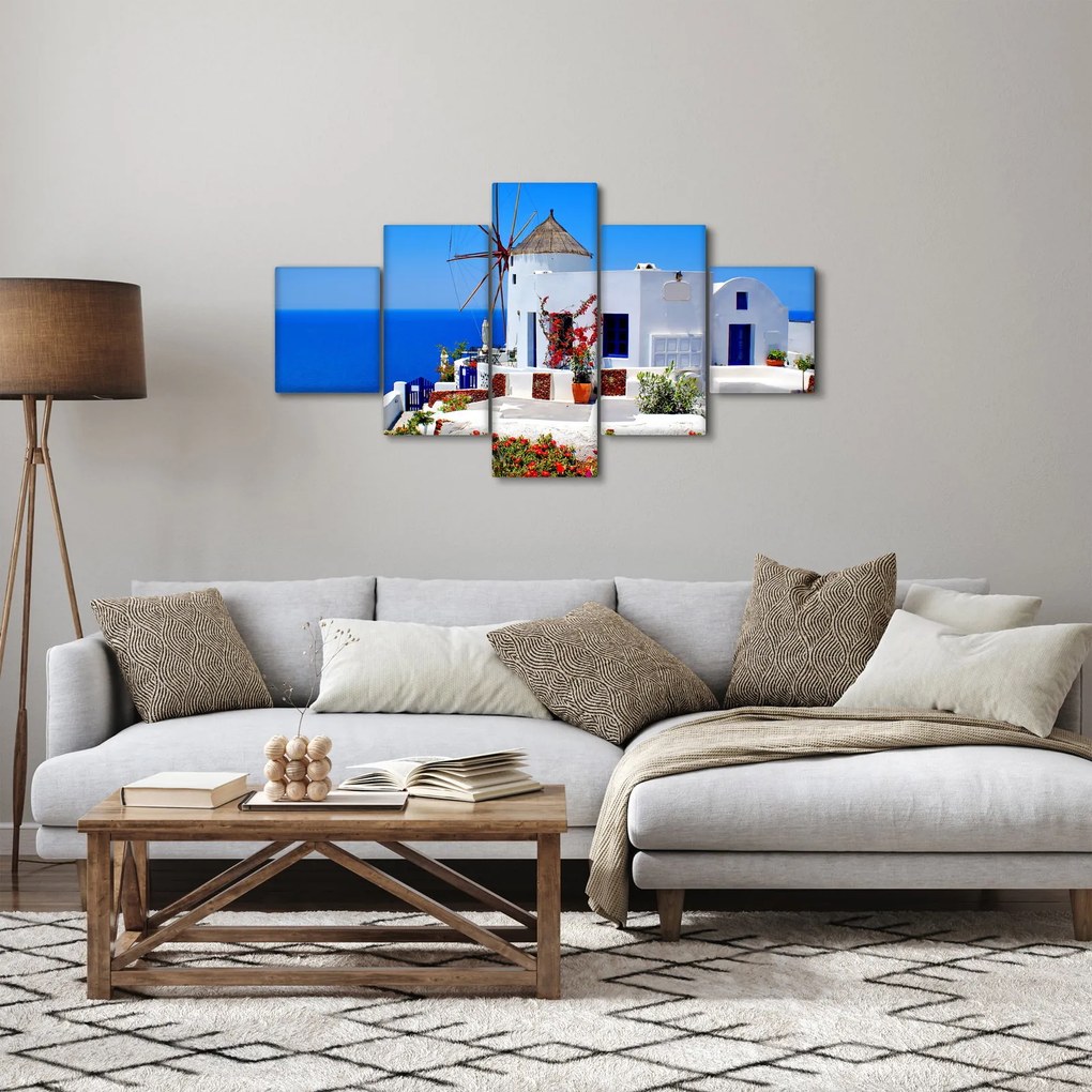 Obraz - Mały dom w Grecji (125x70 cm)