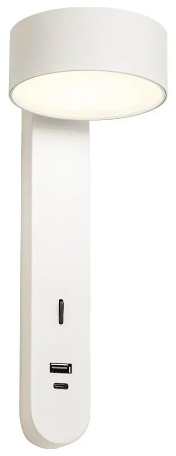 Redo 01-4640 - Kinkiet LED SADES 6W/230V CRI 90 z portem USB, biały