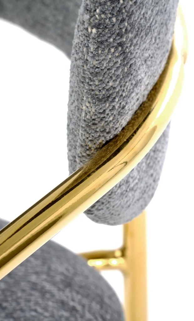 Krzesło Jadalniane Popielaty, K537 Tkanina RAVEN, Złoty Chrom, Glamour