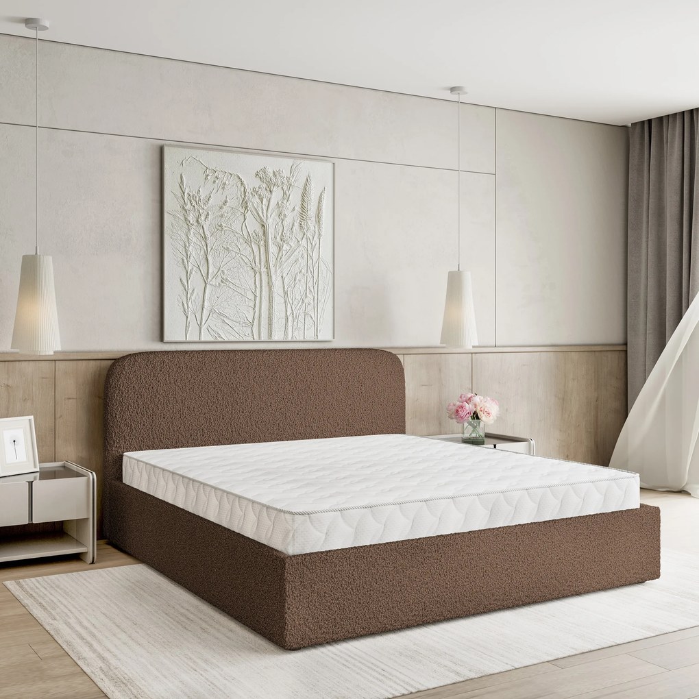 Masseno Łóżko tapicerowane RENIVE z pojemnikiem na pościel 180x200 cm - Brązowy, QUELLE 25