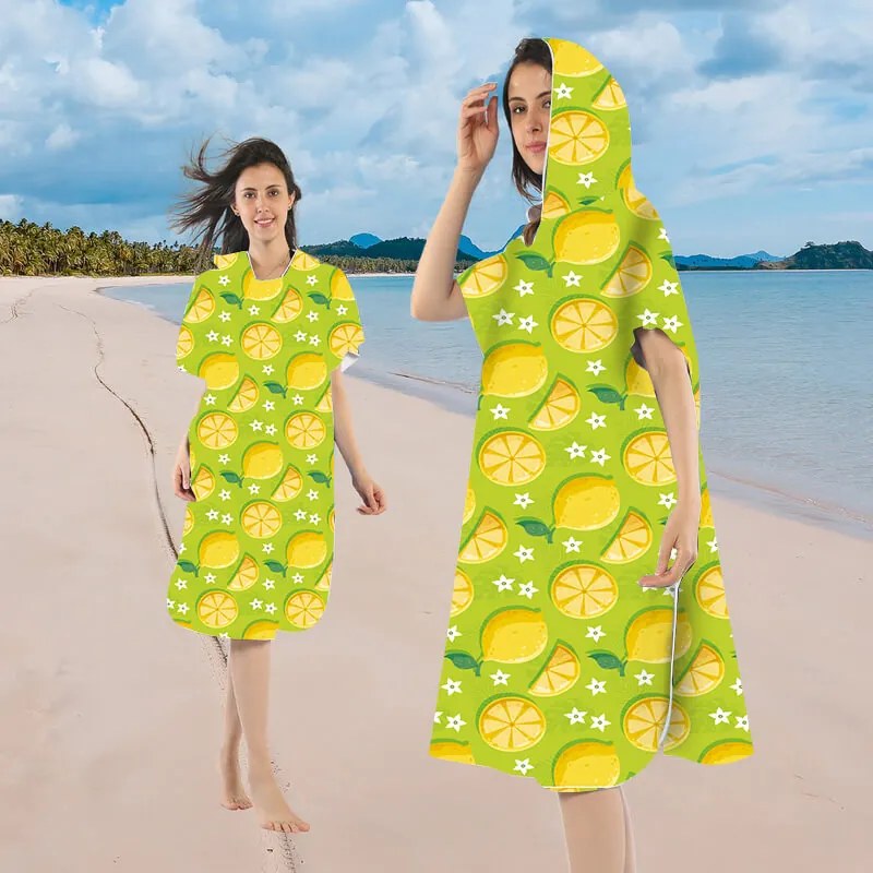 Ponczo plażowe LEMONS zielone 80x145 cm