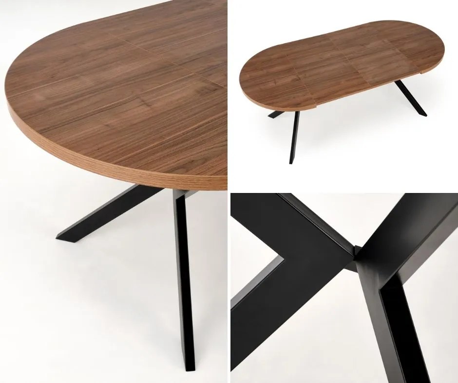 Okrągły stół rozkładany do 250 cm Peroni Halmar orzech / czarny