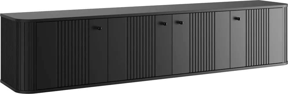 Szafka RTV wisząca Vesper 4D 187 cm - czarny / czarne uchwyty