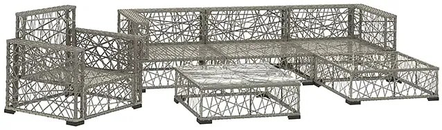 6-częściowy szary zestaw wypoczynkowy do ogrodu Gerom 6X